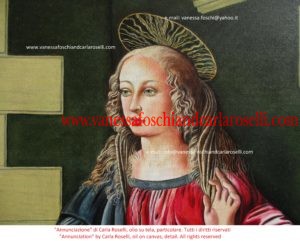 Annunciazione dell'arcangelo nel dipinto olio su tela di Carla Roselli