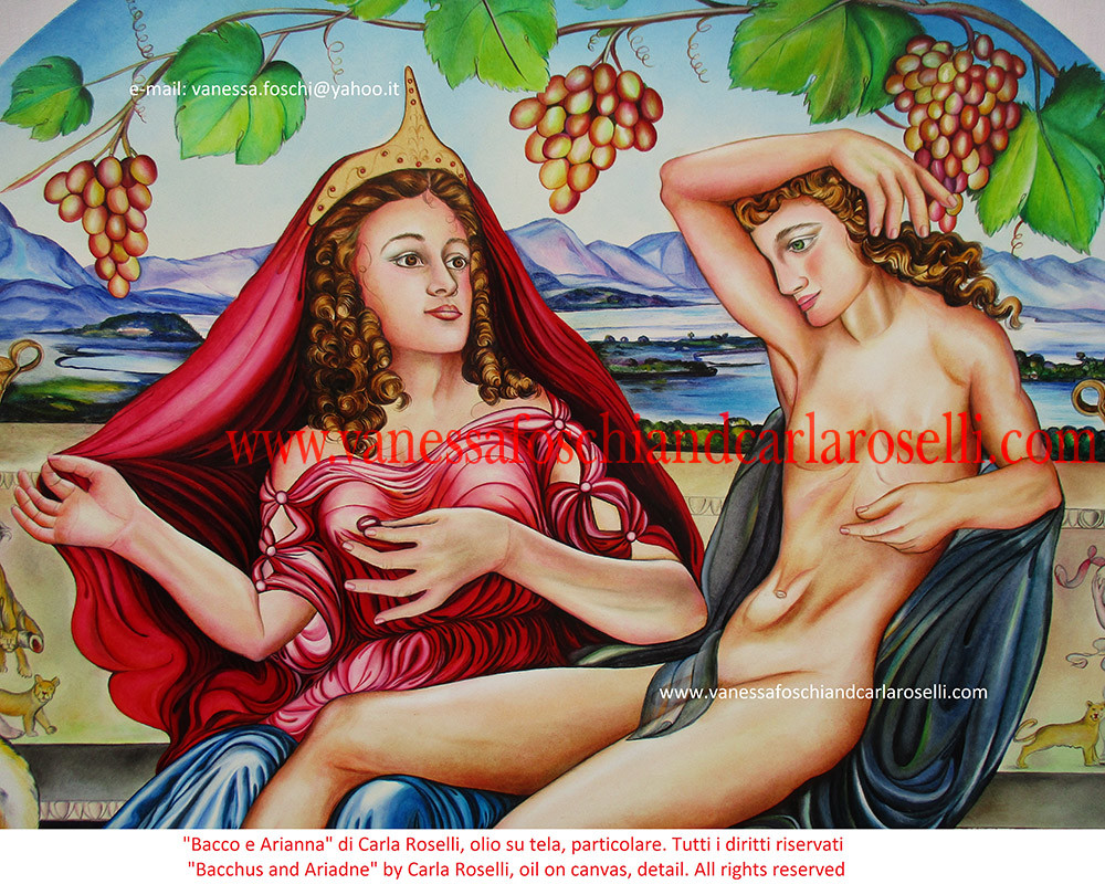 Arianna e Bacco, dipinti da Carla Roselli, olio su tela