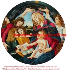 Magnificat Madonna oil on canvas painting by italian paintress Carla roselli