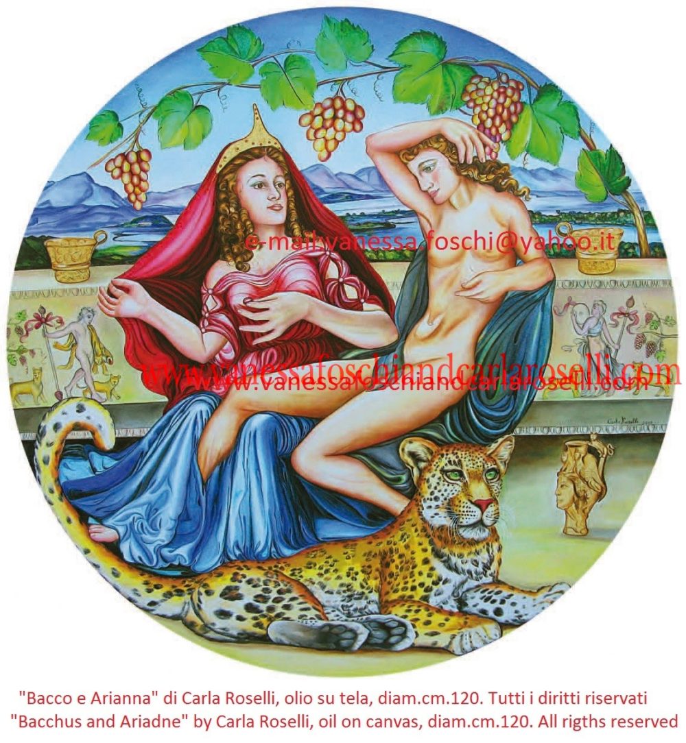gods : Bacchus and Ariadne with a leopard, as painted by Carla Roselli