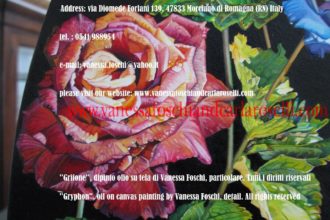 Grifone, dipinto olio su tela di Vanessa Foschi, rosa - Gryphon, oil on canvas painting by Vanessa Foschi, detail. All rights reserved 11<p>Grifone, dipinto olio su tela di Vanessa Foschi, particolare, rosa rossa-Gryphon, oil on canvas painting by Vanessa Foschi, detail, red rose. All rights reserved</p>