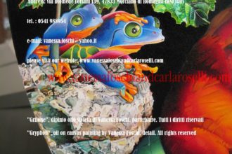 Grifone, dipinto olio su tela di Vanessa Foschi, rane -Gryphon, oil on canvas painting by Vanessa Foschi, detail. All rights reserved 14<p>griffin, griffith,Grifone, dipinto olio su tela di Vanessa Foschi, particolare, rane. Tutti i diritti riservati -Gryphon, oil on canvas painting by Vanessa Foschi, detail, frogs. All rights reserved</p>