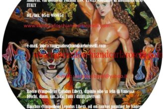 Bacco Libero, dipinto olio su tela di Vanessa Foschi, diam. cm 145-Bacchus, peinture à l'huile sur toile de Vanessa Foschi - Βάκχος - Bacchus by Vanessa Foschi