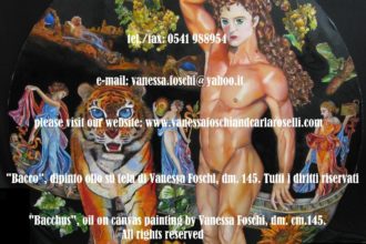 Bacco, dipinto olio su tela di Vanessa Foschi, dm. cm. 145 - Bacchus, oil on canvas painting by Vanessa Foschi , dm cm. 145