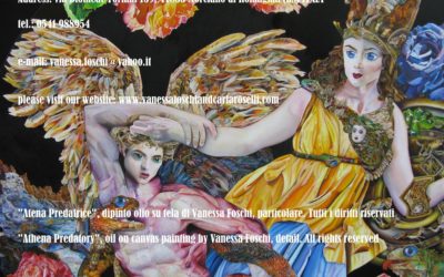 Atena Predatrice (Alcioneo), dipinto olio su tela di Vanessa Foschi, particolare. Athena Predatory, oil on canvas painting by Vanessa Foschi, detail