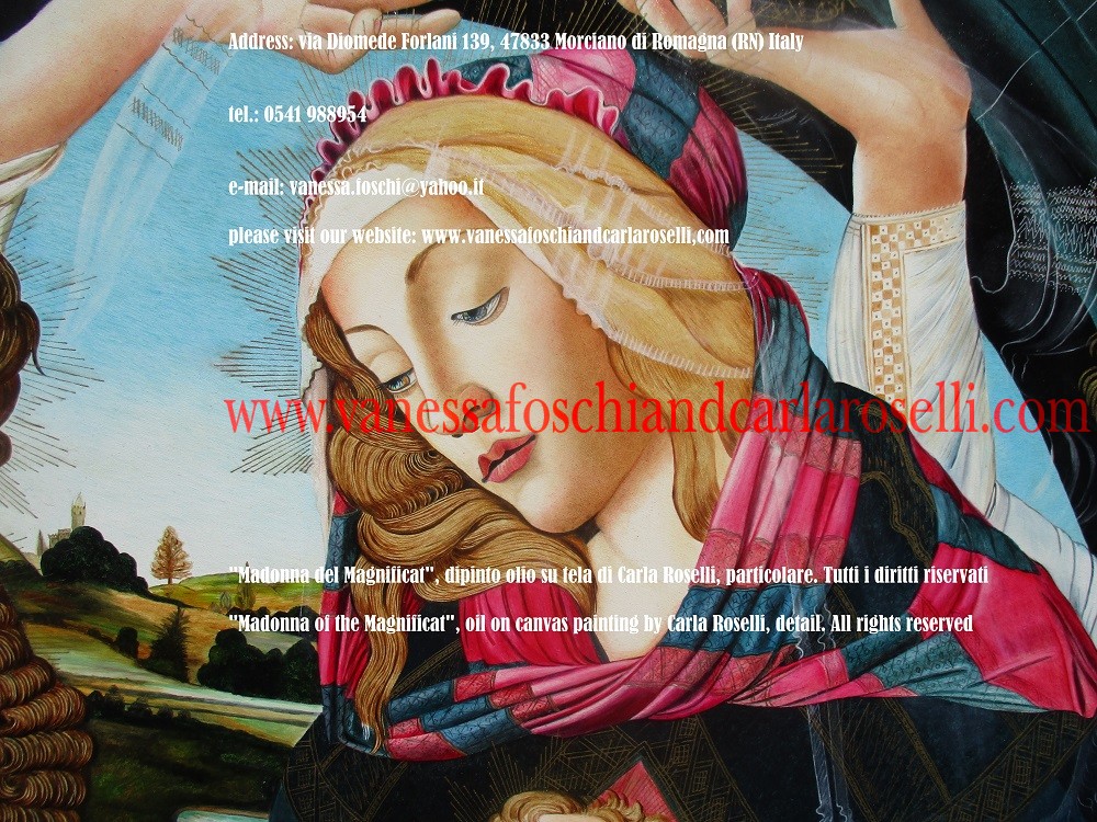 Madonna del Magnificat, dipinto olio su tela di Carla Roselli-Madonna of the Magnificat, oil on canvas by Carla Roselli 1