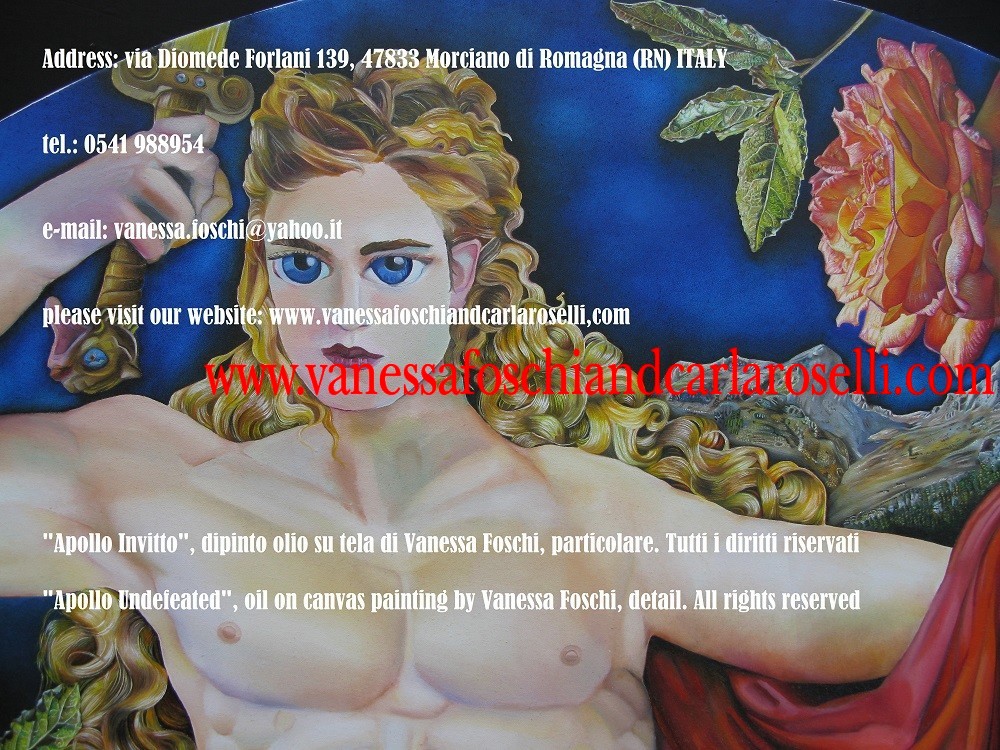 Apollon, god of prophecy, in the oil on canvas painting by Vanessa Foschi 