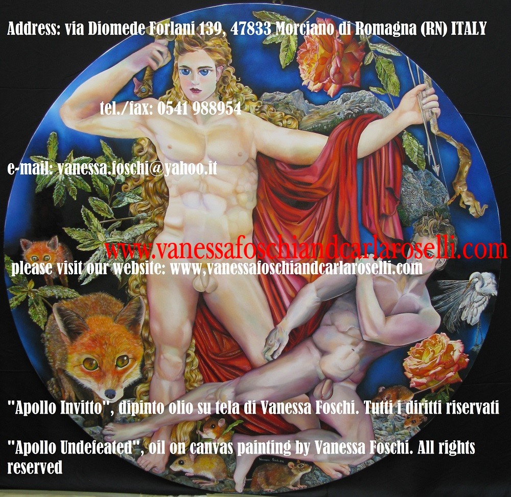 Apollon-Apollo-Invitto-dipinto-olio-su-di-Vanessa-Foschi-diam.-cm.120-oil-on-canvas-painting-by-Vanessa-Foschi