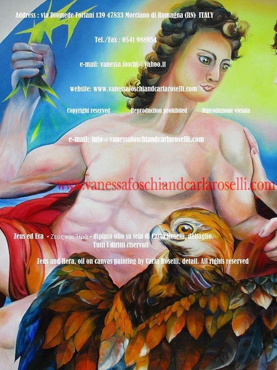 Zeus, foudre, tableau par Carla Roselli, beaux arts - Zeus, Der Donner, Gemälde von Zeus und Hera, Künstlerin Carla Roselli, Bildende Kunst
