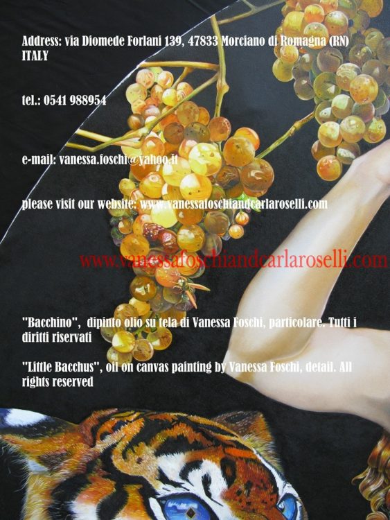 Bacchino, piccolo Bacco e uva Moscatello, dipinto di Vanessa foschi