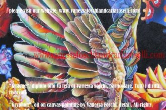Grifone, dipinto olio su tela di Vanessa Foschi, ali-Gryphon's wings, oil on canvas painting by Vanessa Foschi<p>Gryphon, Griffin, wings of the mythological beast, oil on canvas painting by Vanessa Foschi</p>