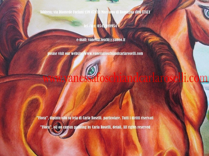 Cavallo sauro nel dipinto olio su tela Flora di Carla Roselli - Le Pittrici degli Dei