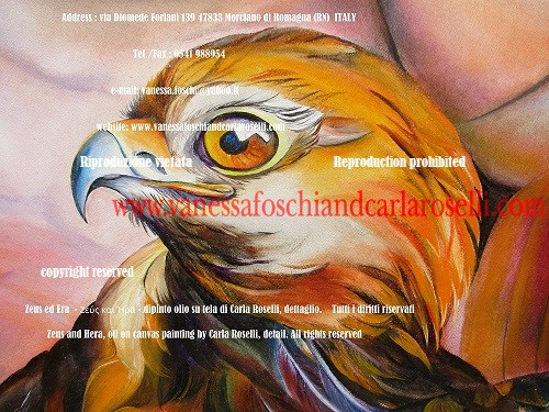Animali nell'arte, Animals in art, eagle, jove and Juno, oil on canvas painting by Carla Roselli, aquila, Zeus ed Era, di Carla Roselli, art, animaux, Adler, Ζεύς και Ἥρᾱ, αετός,