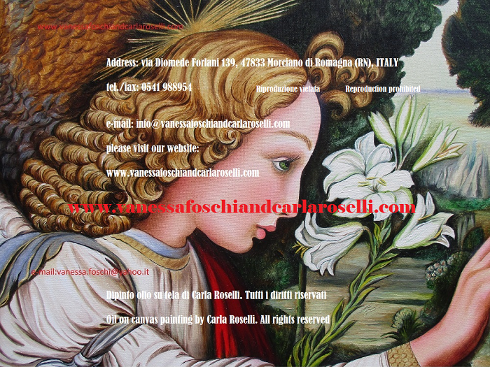 Giglio, dettaglio del dipinto Annunciazione di Carla Roselli, tecnica olio su tela