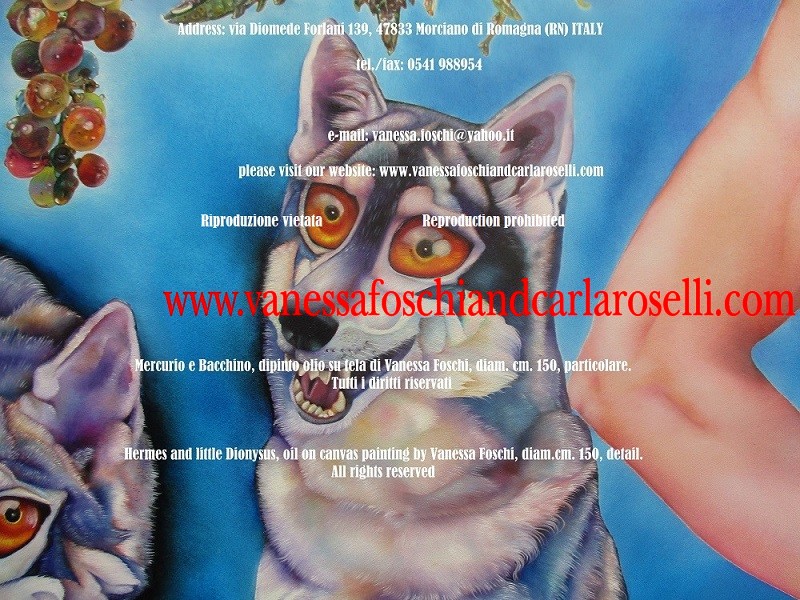 wolf, detail of the painting Hermes god in between by Vanessa Foschi