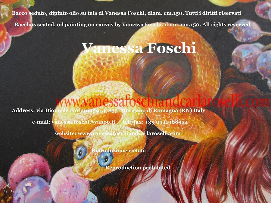 Vipera, dettaglio del dipinto Bacco seduto di Vanessa Foschi - Viper painted by Vanessa Foschi, detail from the painting Bacchus seated