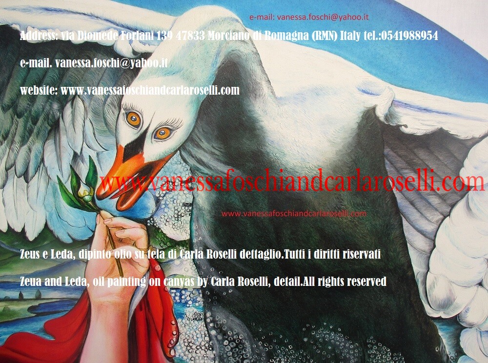 Zeus swan, father of Castor and Pollux, the Dioscuri. Zeus e Leda, olio su tela di Carla Roselli - Zeus and Leda oil on canvas by Carla Roselli 120