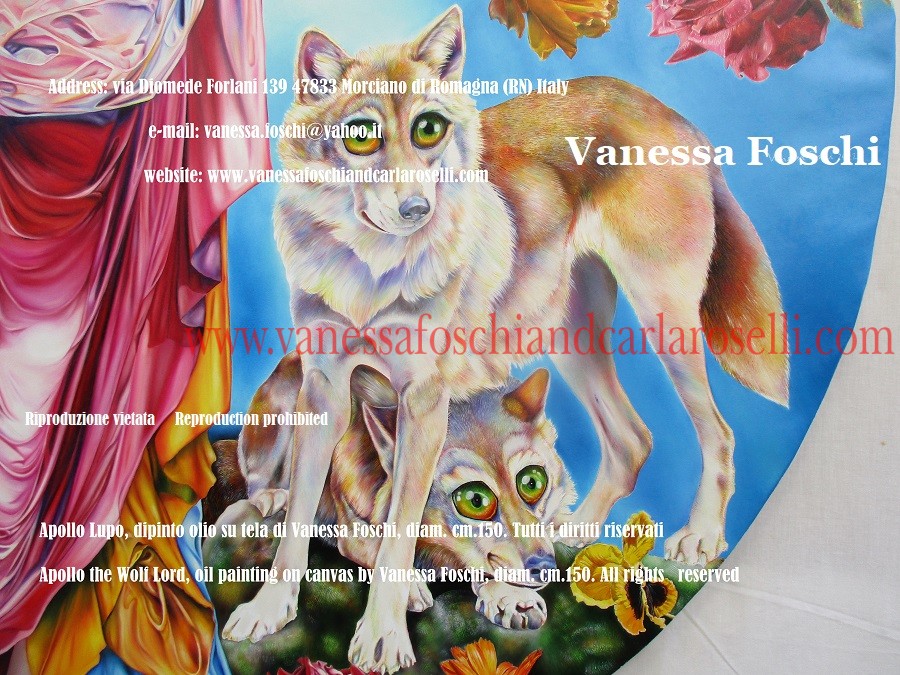Apollo Liceo, re dei lupi, dipinto olio su tela di Vanessa Foschi, dettaglio - Lycaios Apollo, the Lord of Wolves, oil painting on canvas by Vanessa Foschi
